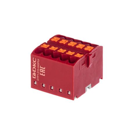 Блок распределительный зажим push-in 10 точек подключения 25кв.мм красн. DKC DTP1-010-04SPUR ДКС