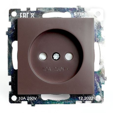 Розетка одноместная с защитной шторкой (механизм) б/з, 250В, 10А, серия Катрин, шоколад Stekker - GLS10-7109-04 49025 FERON