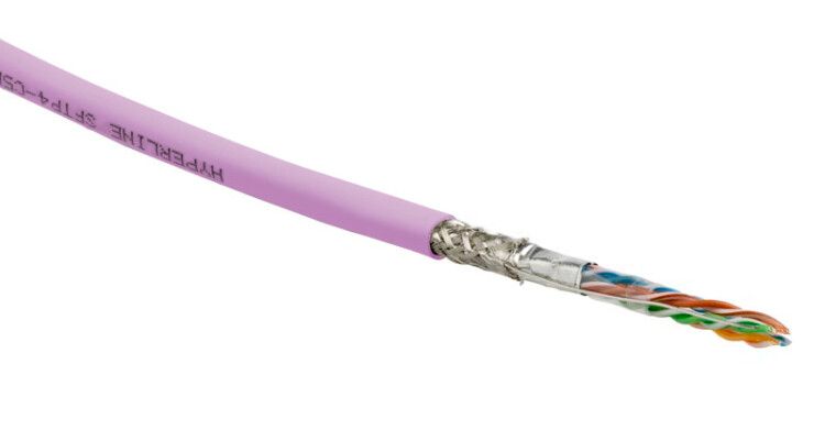Кабель витая пара SF/UTP кат.5E 4 пары 24 AWG ОЖ solid экран-фольга + медн. оплетка PVC -20град.C-+75град.C SFUTP4-C5E-S24-IN-PVC-PK-305 гарантия: 15 лет компонентн. / 25 системн. роз. (уп.305м) Hyperline 444640