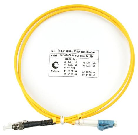 Шнур оптический FOP(d)-9-LC-ST-1m duplex LC-ST 9/125 sm 1м LSZH Cabeus 7524c