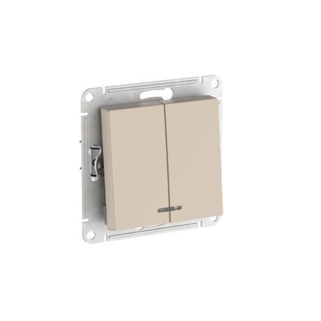 Выключатель 2-кл. AtlasDesign (сх. 5а) 10AX с подсветкой быстрозажим. клем. механизм песочн. SE ATN001253S APC