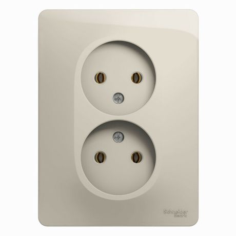 Розетка 2-м СП Glossa 16А IP20 250В без заземл. в сборе молоч. SE GSL000920 APC