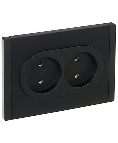 Розетка 2-м СП FORTE&PIANO FP126 10А без заземл. защ. шторок безвинт. крепл. черн. IEK FP-R20-10-1-K02