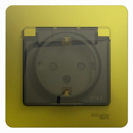 Розетка 1-м СП Glossa 16А IP44 250В с заземл. защ. шторки крышкой в сборе фисташк. SE GSL001048 APC