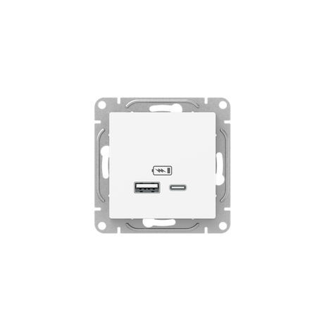 Механизм розетки USB-A+С, белый Эпика EKF | UP1-SOW-USBA+USBC