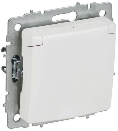 Розетка BRITE РСбш10-3-БрАБ 16А IP20 с заземл. защ. шторки крышкой механизм арктич. бел. IEK BR-R16-16-K91