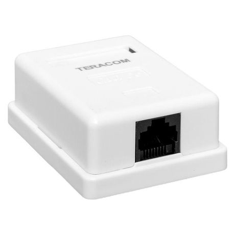 Розетка настенная TERACOM Cat.5E неэкранированная 1 порт RJ-45 Dual IDC белая | TRC-WBOX-1RJ45-5EUTP-WH EKF