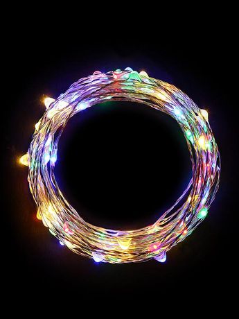 Гирлянда светодиодная "Разноцветные нити" 1.5м 30LED мультиколор в виде капель элементы питания 3хAA (не компл.) КОСМОС KOCNL-EL114_multy