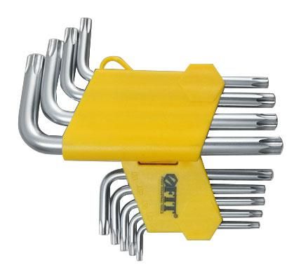 Ключ "звездочки" Т10-Т50 с отверст. в пластик. держателе CrV сталь (уп.9шт) FIT 64023 РОС