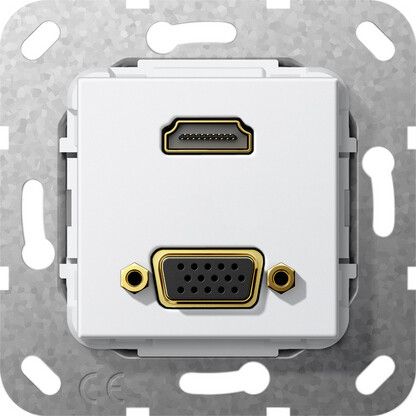 Мех-м с накладкой HDMI с/у пластик белый IP20 Gira System 55 | 567703