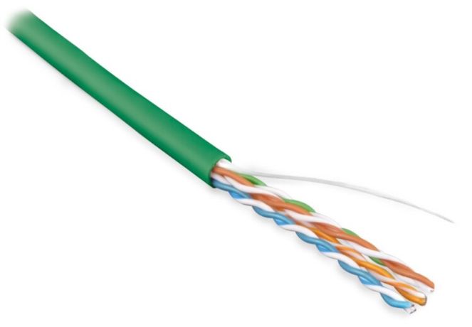 Кабель витая пара неэкранир. U/UTP кат.5E 4 пары 24 AWG ОЖ solid PVC -20град.C-+75град.C UUTP4-C5E-S24-IN-PVC-GN-100 гарантия: 15 лет компонентн. / 25 системн. зел. (уп.100м) Hyperline 443601