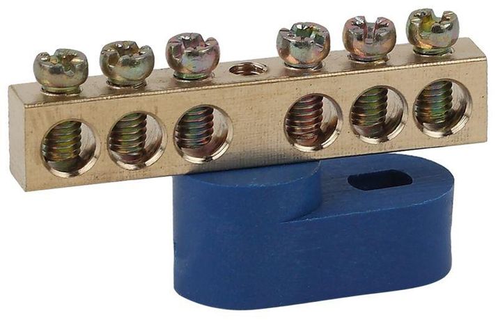 Шина N "ноль" на одном угловом изоляторе ШНИ-6х9-6-У1-Синий (10/250/20000) NO-222-96-1 | Б0044145 ЭРА