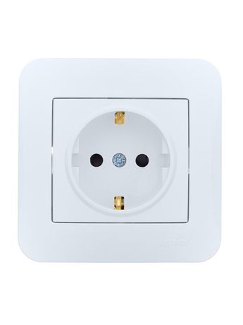 Розетка 1-м СП ASTI 16А IP20 с заземл. защ. шторки термопласт в сборе бел. LEZARD 7081-0202-124B