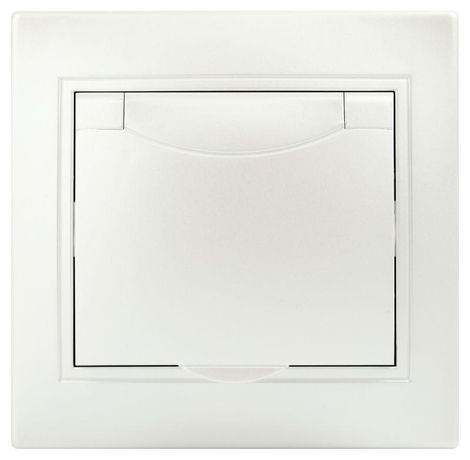 Розетка Intro Plano 1-203-06 с заземлением 2P+E Schuko крышкой, 16А-250В, IP20, СУ, перламутр | Б0053898 ЭРА