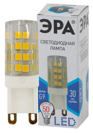 Лампа светодиодная LED 5 Вт 400Лм 4000К капсула нейтральный G9 170-265В JCD-5W-CER-840-G9 Standart - Б0027864 ЭРА