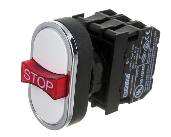 Кнопка тройная с аварийной кнопкой "STOP" бел. EMAS B121B30BB