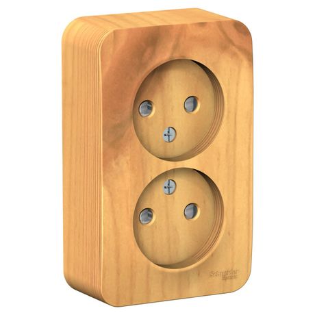 Розетка BLANCA наружная двойная, без заземления, со шторками, с изолирующей пластиной, 16А, 250В, ясень - BLNRA001215 APC