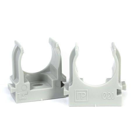 Держатель для труб (клипса) d20мм прямого монтажа сер. в гофроящике Промрукав PR13.0453 Строитель