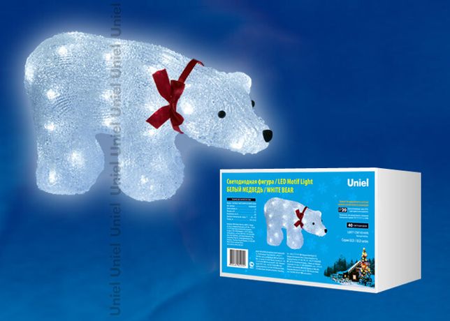 Гирлянда светодиодная «Белый медведь» ULD-M3423-040/STA WHITE IP20 BEAR 40led. 34х12х23см бел. UNIEL 07954