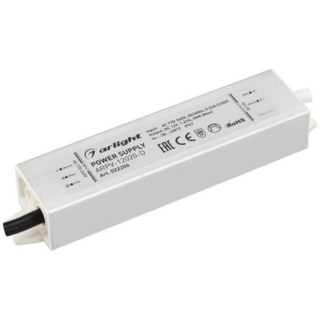 Блок питания ARPV-12020-D (12V, 1.7A, 20W) (ARL, IP67 Металл, 3 года) - 022206 Arlight