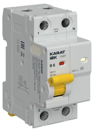 Устройство защиты от дугового пробоя с автоматическим выключателем (УЗДП) 1P+N B 6А KARAT IEK KA-DP11-1-006-B