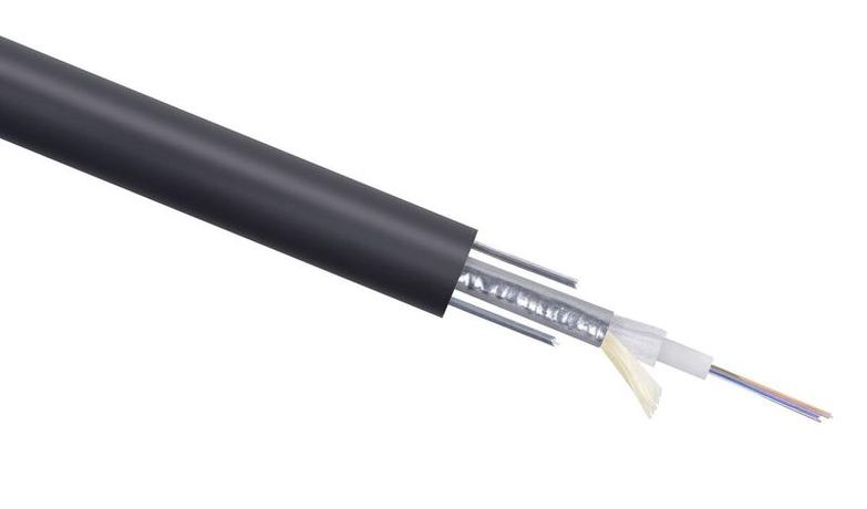 Кабель волоконно-оптический 9/125 одномодовый, 16 волокон, loose tube, бронированный стальной лентой и стальными проволоками, для внешней прокладки (-40C ~ +70), PE, черный - STW-9-01x16-ST-SW-PE-OUT Cabeus 10122c