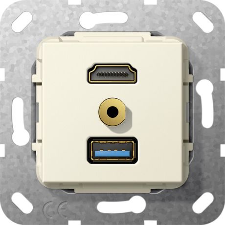 Мех-м с накладкой HDMI с/у пластик кремово-белый IP20 Gira System 55 | 568001