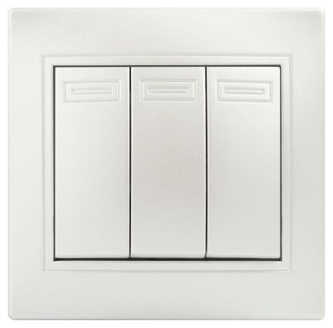 Выключатель трехклавишный, в рамку (скрытого монтажа) перламутр 10А 250В Intro Plano 1-106-06 - Б0053797 ЭРА