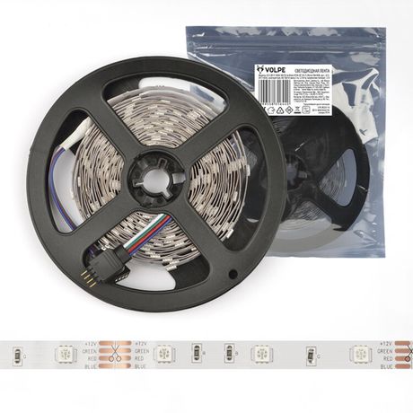 Лента светодиодная ULS-Q911 5050-30LED/m-8mm-IP20-DC12V-7.2W/m-5M-RGB 7.2Вт/м (уп.5м) VOLPE UL-00000945 Uniel