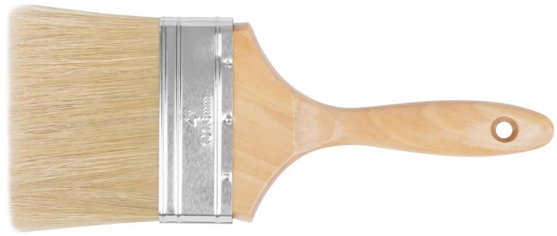 Кисть флейцевая ''Профи'', натур.светлая щетина, деревянная ручка 4'' (100 мм) - 01118 РОС