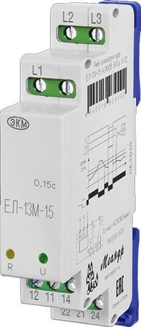 Реле контроля трехфазного напряжения ЕЛ-13М-15 AC230В УХЛ2 (спец.) с задержкой срабатывания 0.15с ток контактов исполнительного 8А 2п Меандр A8302-16934485