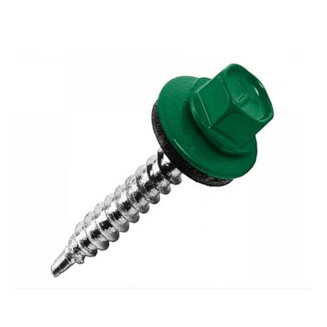Саморез кровельный сверло 4,8х51 RAL-6005 (тёмно-зеленый) (60шт) - коробка с окном | 125558 Tech-KREP