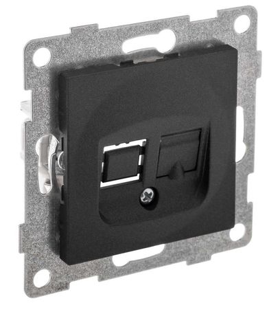 Розетка телефонная RJ12 Bravo, механизм, одинарный, графит - С10Т1-010 GUSI