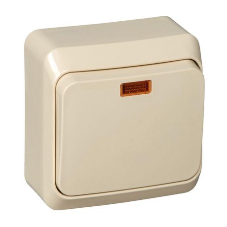 Переключатель проходной 1-кл. ОП Этюд 10А IP20 с подсветкой крем. SE BA10-007K APC