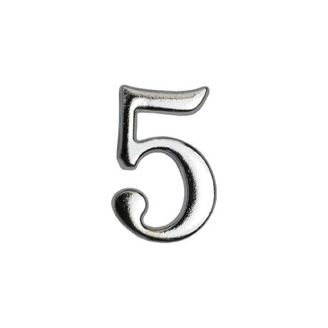 Цифра дверная "5" на клеевой основе хром Аллюр 5 073