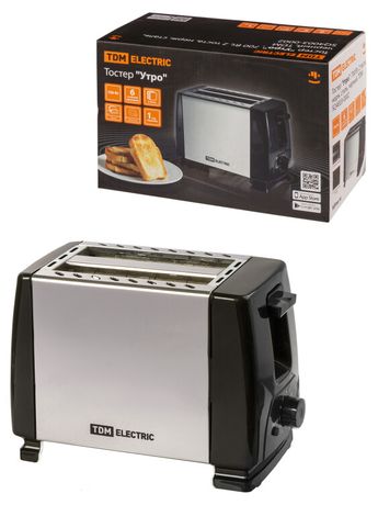 Тостер "Утро", 700 Вт, 2 тоста, нерж. сталь, черный, TDM | SQ4003-0002