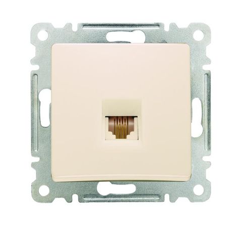 Розетка телефонная Lillium TF евро стандарт с панелью механизм крем. Makel 30010014