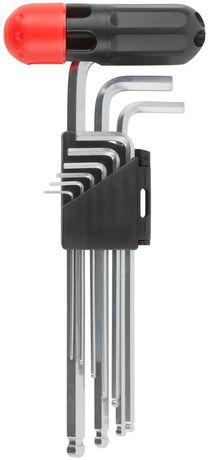 Набор ключей шестигранных длинные с шаром (15-10мм) CrV 9шт пластик.Т-обр.ручкой FIT 64198 РОС