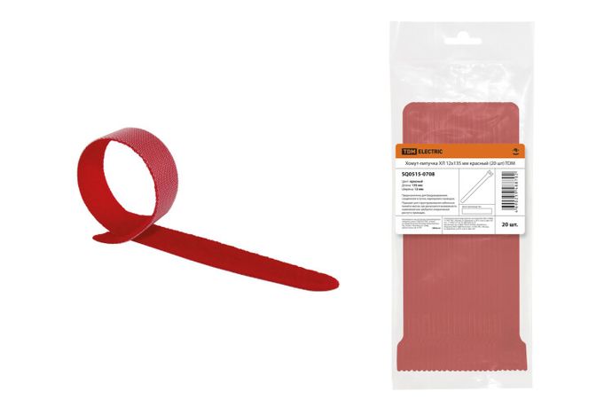 Хомут-липучка ХЛ 12х135 мм красный (20 шт) | SQ0515-0708 TDM