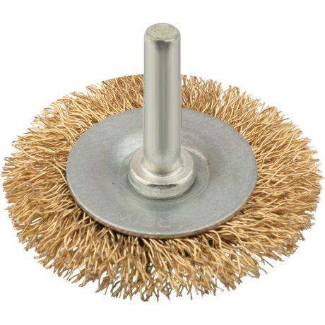 Корщетка дисковая прямая со шпилькой стальная латунированная волнистая проволока 50мм КУРС 38462