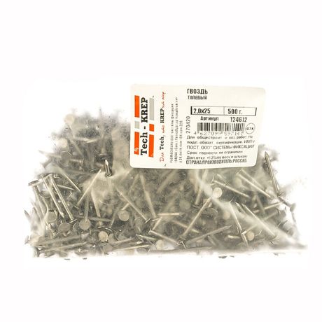Гвоздь толевый 2,0х25 (500 г) - пакет | 124612 Tech-KREP