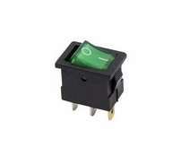 Выключатель клавишный 12В 15А (3с) ON-OFF зел. с подсветкой Mini (RWB-206-1 SC-768) Rexant 36-2173 MEET