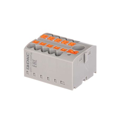Блок распределительный зажим push-in 1 ввод 6кв.мм 10 точек подключения 2.5кв.мм сер. DKC DTP1-110-104SPUG ДКС