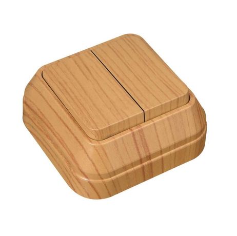 Выключатель двухклавишный наружный дуб - 45303 Makel