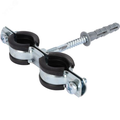 Двойной хомут для труб комплект: хомут+шпилька шуруп +дюбель пластиковый 1/2'(20-24) - SAC-0020-200012 STOUT RG00914JHKIJ8U