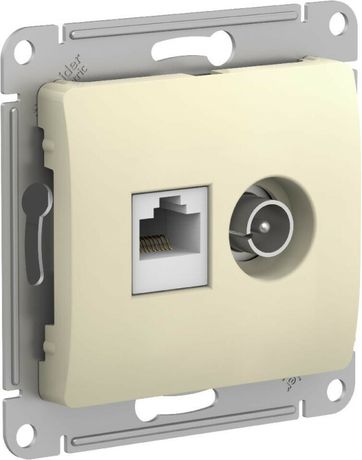 Розетка компьютерная + телевизионная 2-м Glossa RJ45 кат.5E TV механизм беж. SE GSL000289 APC