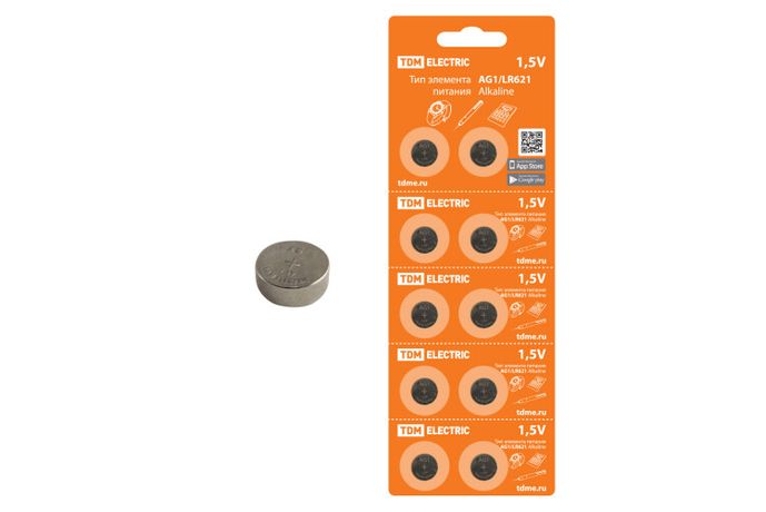 Элемент питания AG1/LR621 Alkaline 1,5V BP-10 | SQ1702-0045 TDM