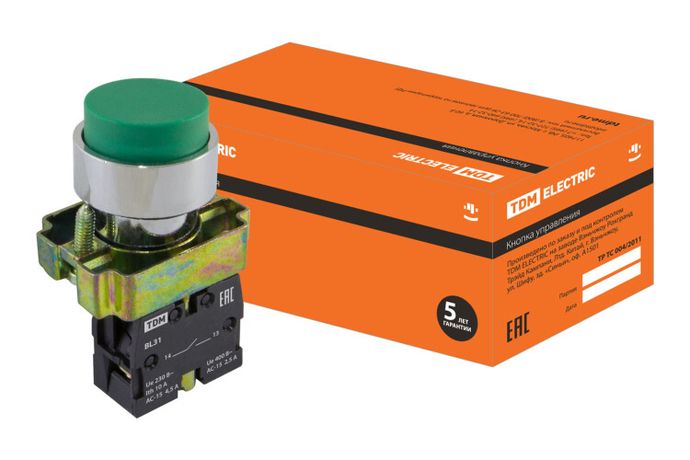 Кнопка BL31 без подсветки зеленый 1з | SQ0704-0048 TDM