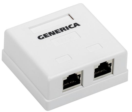 Розетка информационная настенная RJ45 категории 5Е FTP 2 порта GENERICA - CS2-1C5EF-22-G IEK