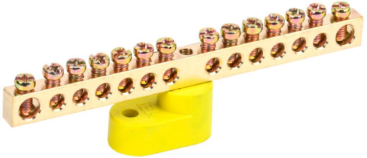 Шина PE "земля" на одном угловом изоляторе ШНИ-6х9-14-У1-Ж | YNN10-69-14C1-K05 IEK